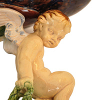 Antique 19th Century Minton Majolica Centerpiece Tazza with Doves & Cherubs, 1861