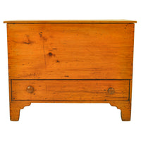 Antique New England Country Chippendale Pumpkin Pine Blanket Box Chest, 1790