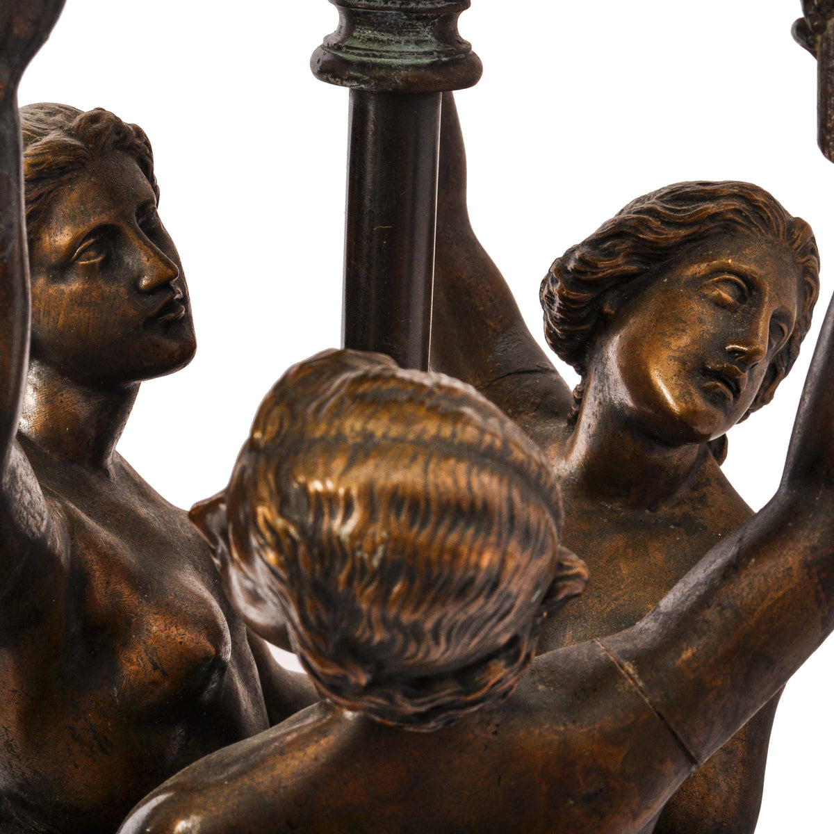 Antique French Bronze & Marble Statue / Sculpture / Table Lamp, The Three Graces, circa 1900