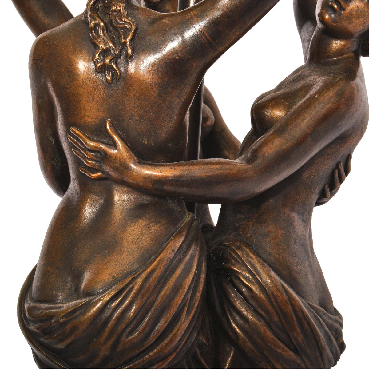 Antique French Bronze & Marble Statue / Sculpture / Table Lamp, The Three Graces, circa 1900