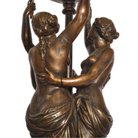 Antique French Bronze & Marble Statue / Sculpture / Table Lamp, The Three Graces, circa 1900
