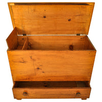 Antique New England Country Chippendale Pumpkin Pine Blanket Box Chest, 1790