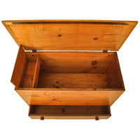 Antique New England Country Chippendale Pumpkin Pine Blanket Box Chest, 1790