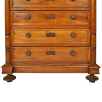 Antique French Louis XVI Cherry Semainier Seven Drawer Carved Chest Dresser Circa 1880