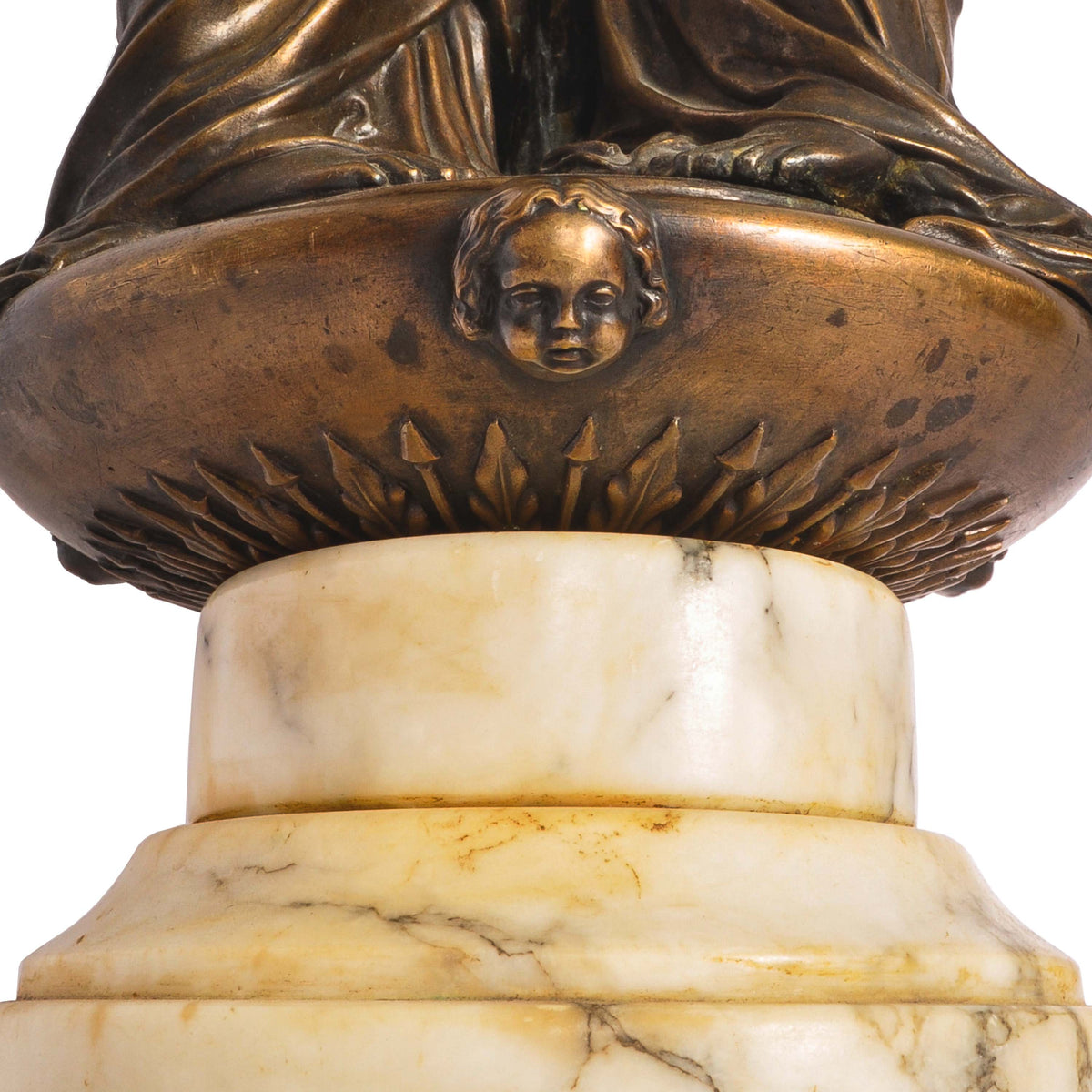Antique French Bronze & Marble Statue / Sculpture / Table Lamp, The Three Graces, circa 1900