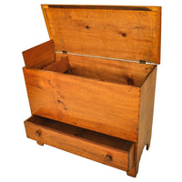 Antique New England Country Chippendale Pumpkin Pine Blanket Box Chest, 1790