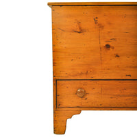 Antique New England Country Chippendale Pumpkin Pine Blanket Box Chest, 1790