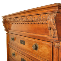Antique French Louis XVI Cherry Semainier Seven Drawer Carved Chest Dresser Circa 1880