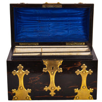 Antique Gothic Revival Coromandel Stationery Writing Box Toulmin & Gale London 1865