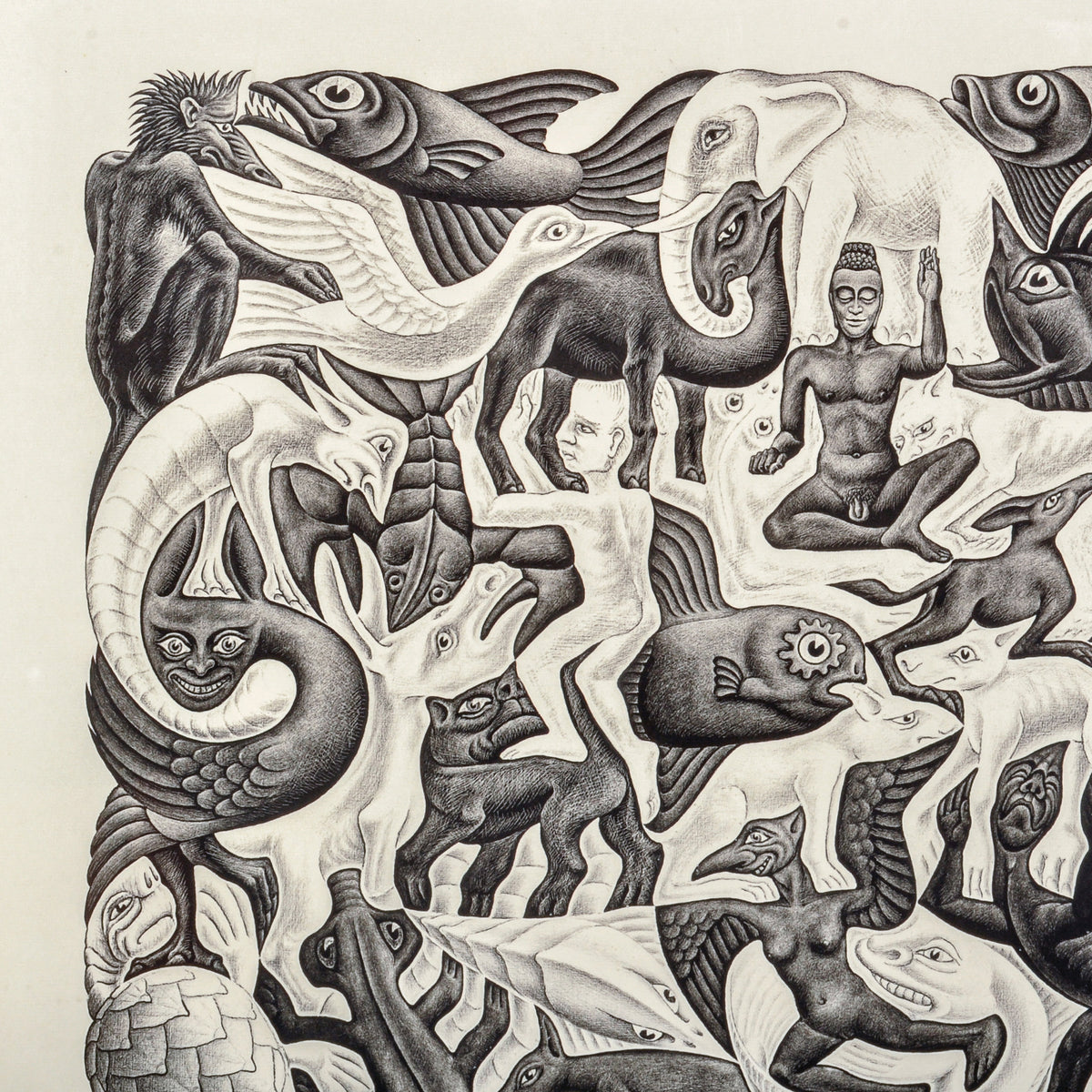 M. C. Escher Plane Filling Mosaic II Lithograph Wove Paper Signed numbered 1957