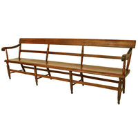 Antique Federal New England Windsor Spindle Back Cherry Bench Settee 1820