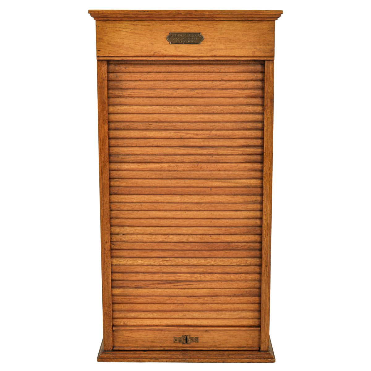 Antique American Oak Poole Bros Railway Ticket Roll Top / Tambour Cabinet, Chicago, ca 1920