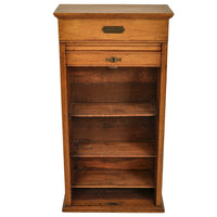 Antique American Oak Poole Bros Railway Ticket Roll Top / Tambour Cabinet, Chicago, ca 1920
