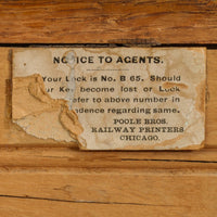 Antique American Oak Poole Bros Railway Ticket Roll Top / Tambour Cabinet, Chicago, ca 1920