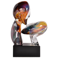 Italian Modernist Handblown Murano Glass Sculpture "The Kiss", Loredano Dino Rosin 1979 Signed