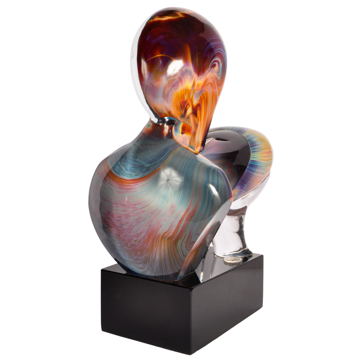 Italian Modernist Handblown Murano Glass Sculpture "The Kiss", Loredano Dino Rosin 1979 Signed