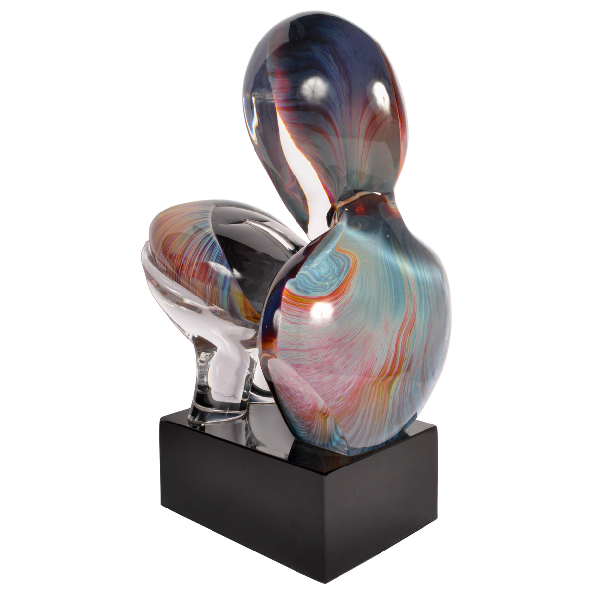 Italian Modernist Handblown Murano Glass Sculpture "The Kiss", Loredano Dino Rosin 1979 Signed
