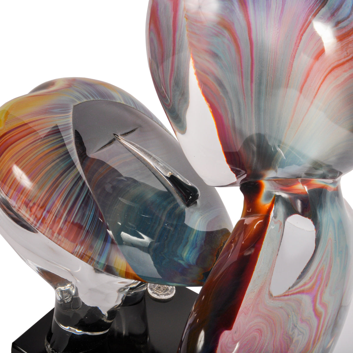 Italian Modernist Handblown Murano Glass Sculpture "The Kiss", Loredano Dino Rosin 1979 Signed