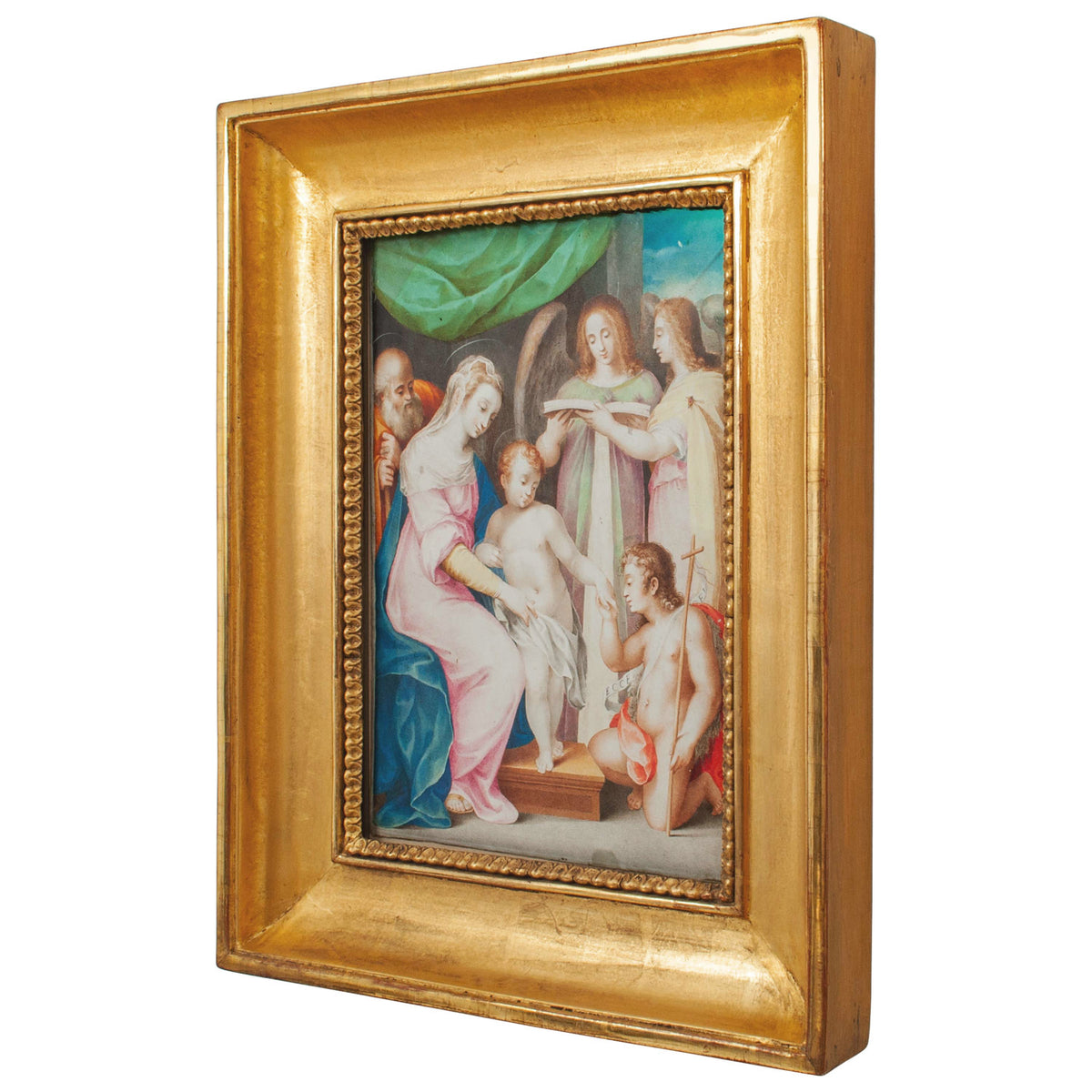 Italian Renaissance Tempera on Parchment Painting Holy Family by Giuseppe Cesari Circa 1595