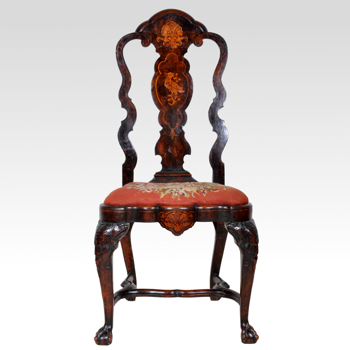 Dutch Queen Anne Style Marquetry Chair, Circa 1720