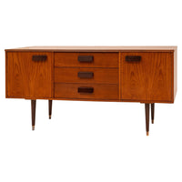 Vintage Compact Mid-Century Modern Mcm Danish Teak Credenza Sideboard, 1960s