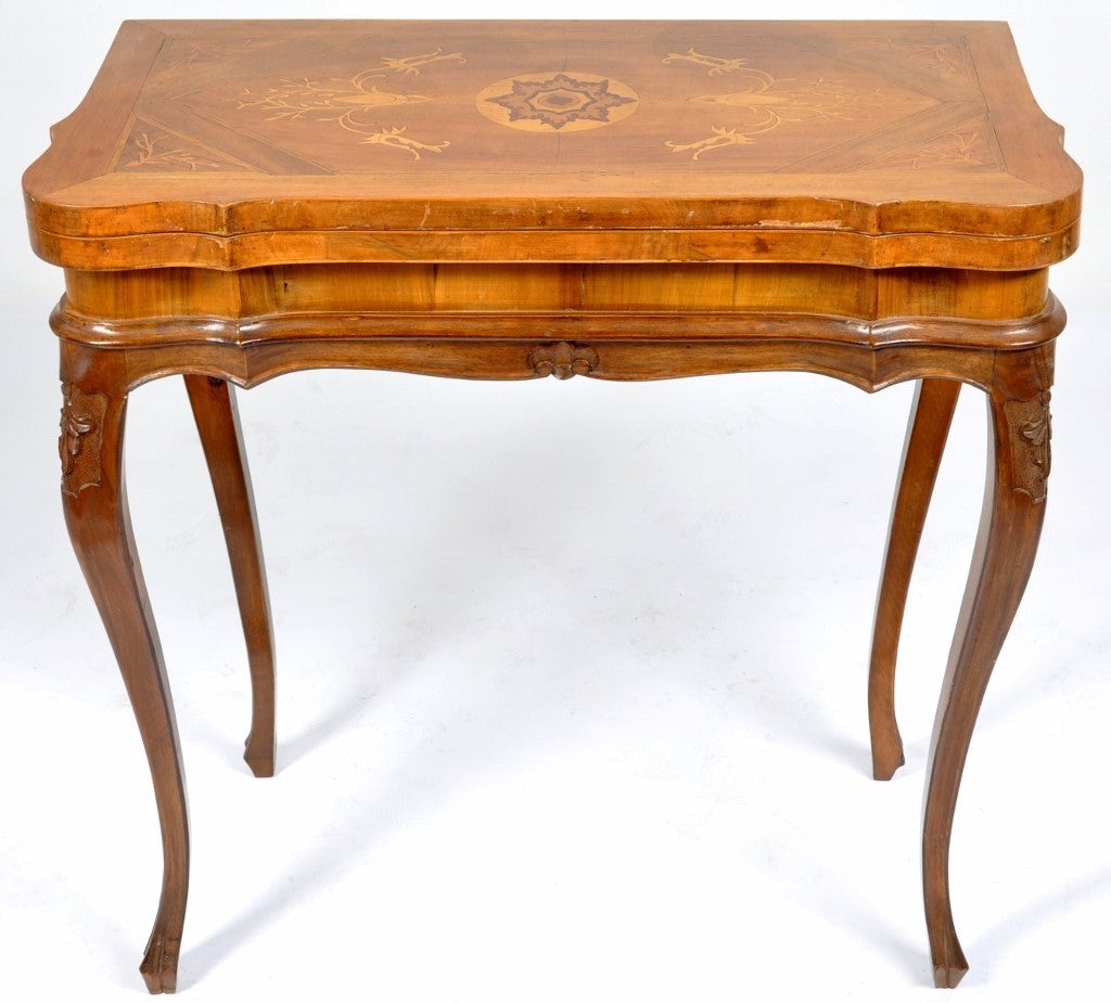 Antique French Provincial Inlaid Walnut Chess/Games Table, Circa 1890