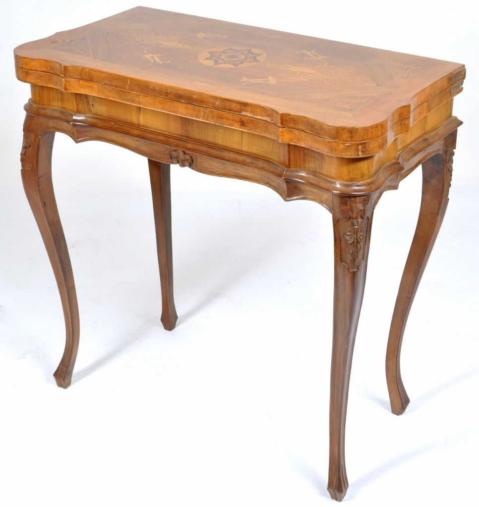Antique French Provincial Inlaid Walnut Chess/Games Table, Circa 1890
