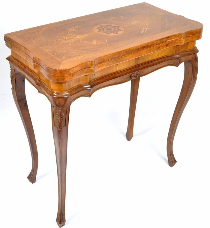 Antique French Provincial Inlaid Walnut Chess/Games Table, Circa 1890