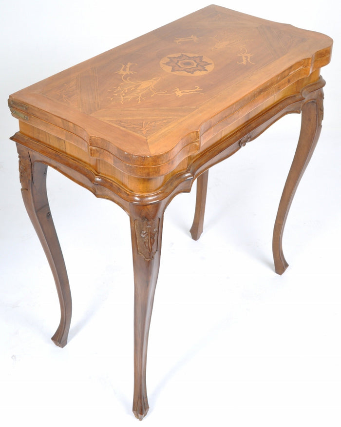 Antique French Provincial Inlaid Walnut Chess/Games Table, Circa 1890