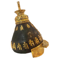 Antique 18th Century Imperial Qing Dynasty Parcel Gilt Iron Chinese Helmet, circa 1750