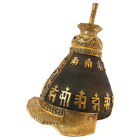 Antique 18th Century Imperial Qing Dynasty Parcel Gilt Iron Chinese Helmet, circa 1750