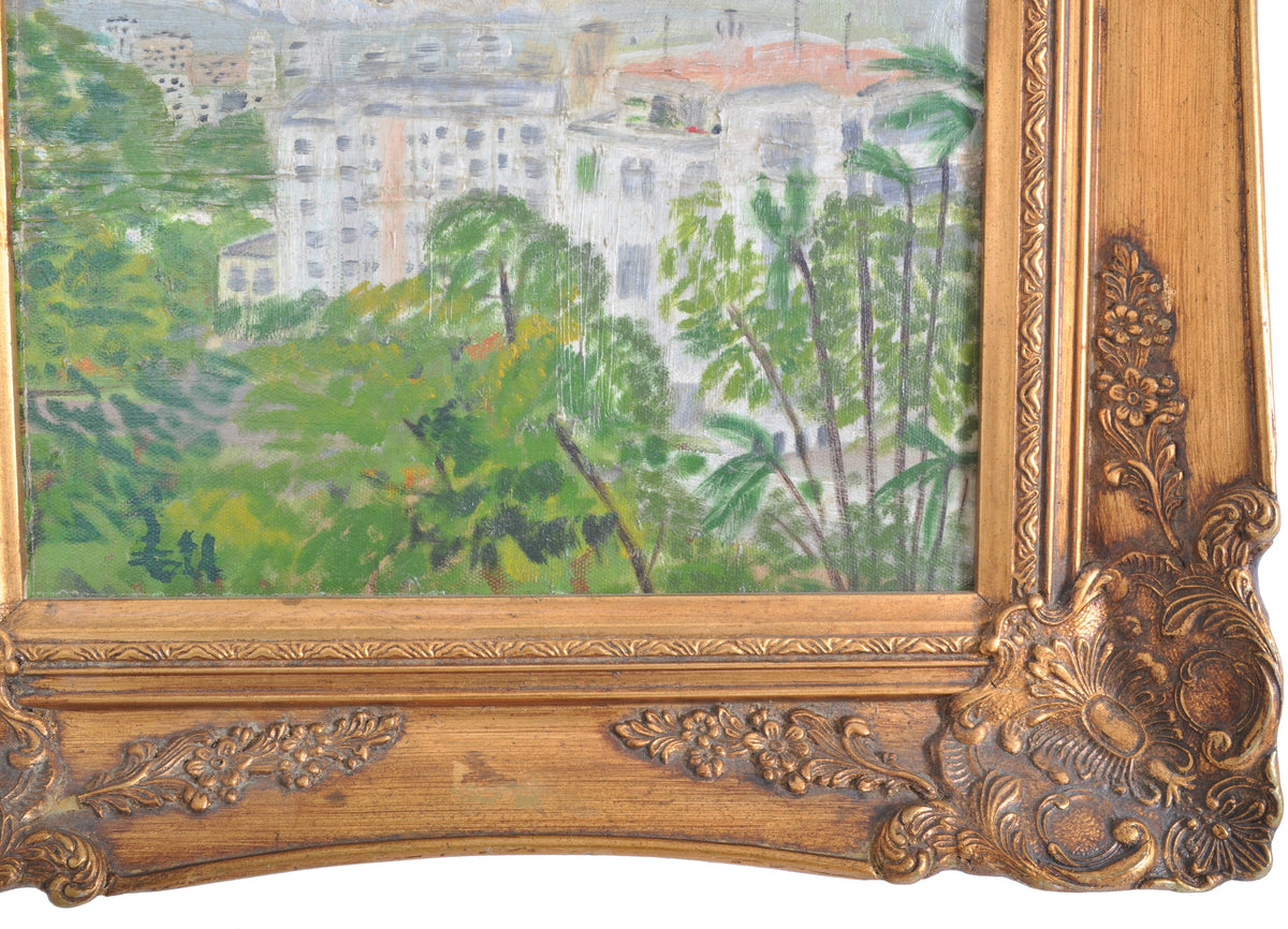 Impressionist Original Oil Painting Landscape of Hong Kong circa 1950s, Chinese Hu Shanyu (1909-1993)