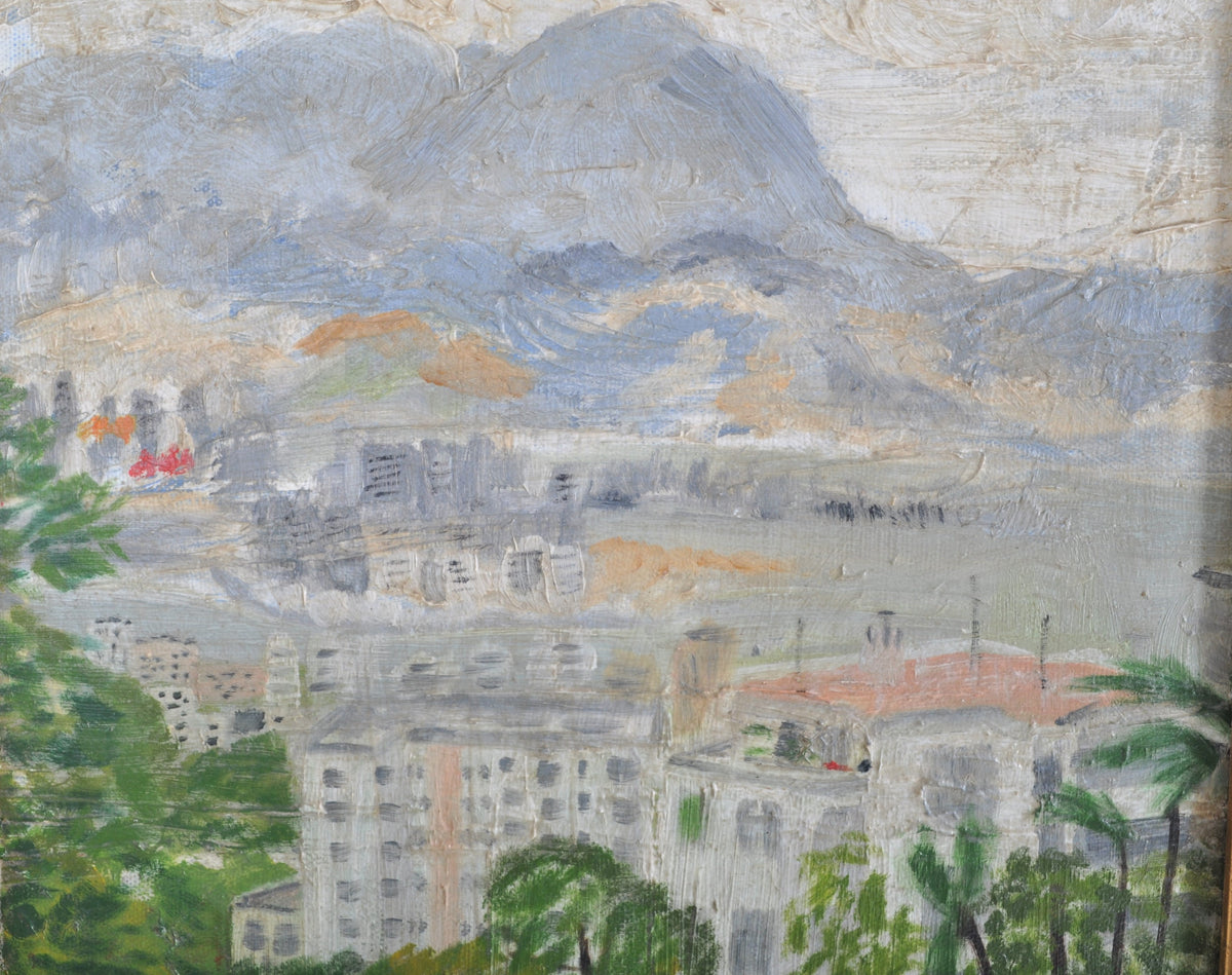 Impressionist Original Oil Painting Landscape of Hong Kong circa 1950s, Chinese Hu Shanyu (1909-1993)