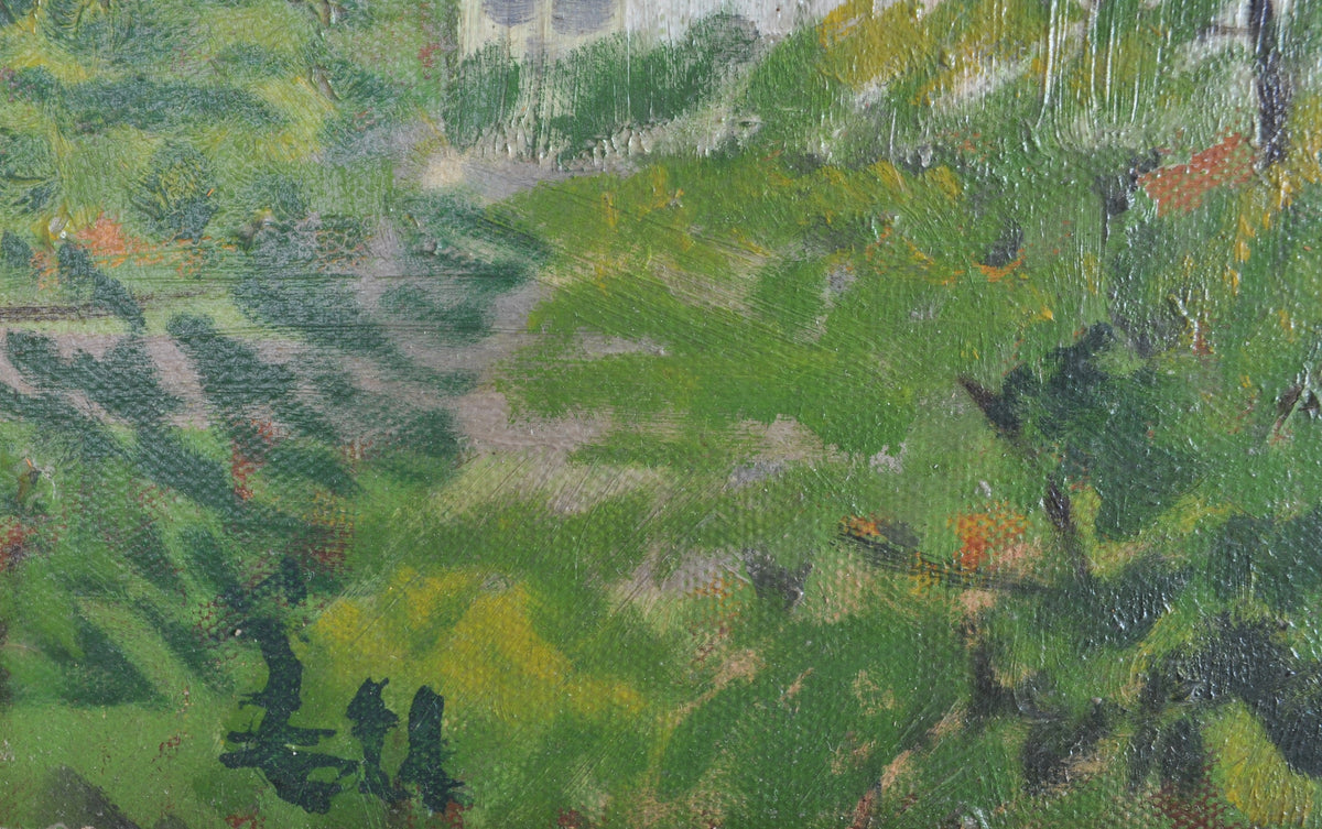 Impressionist Original Oil Painting Landscape of Hong Kong circa 1950s, Chinese Hu Shanyu (1909-1993)