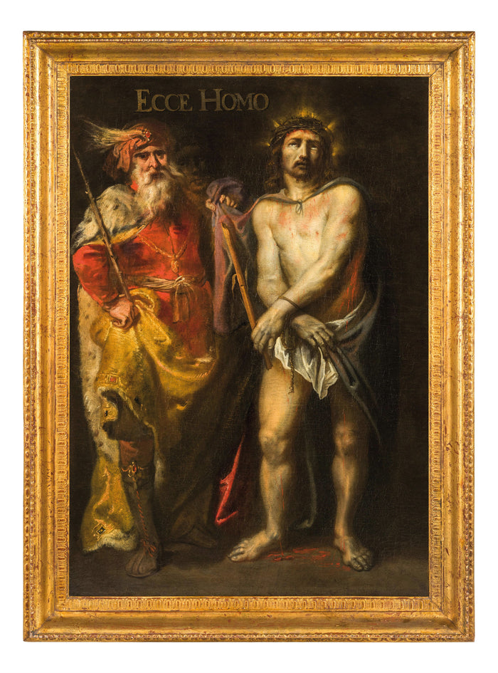 Old Master Flemish Oil on Canvas Baroque Painting Jesus Christ Ecce Homo, Circa 1630