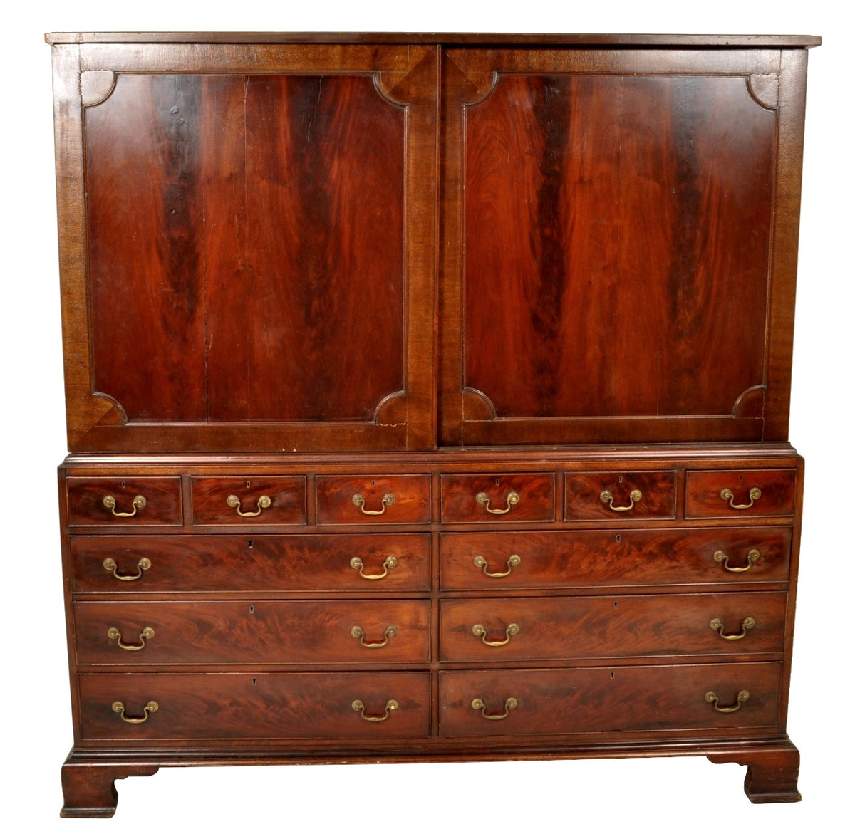 Antique Georgian Mahogany Linen Press, Circa 1800
