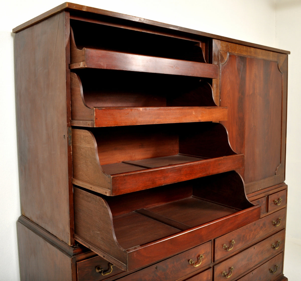 Antique Georgian Mahogany Linen Press, Circa 1800
