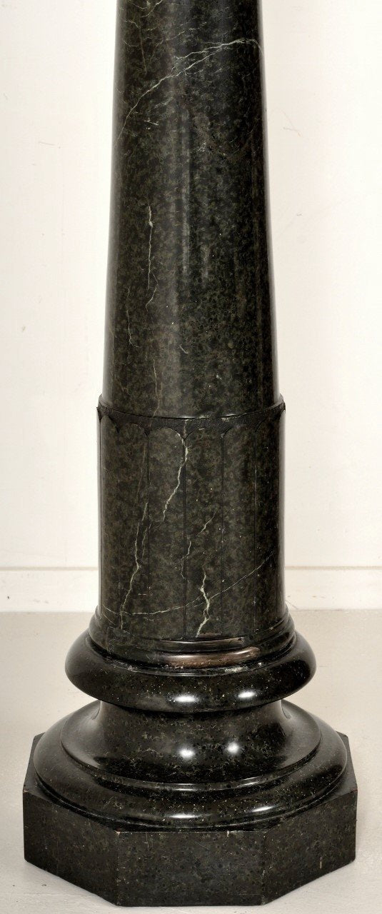 Antique Alabaster Bust on Verde Antico Column by Emilio Fiaschi (1858-1941), Circa 1890