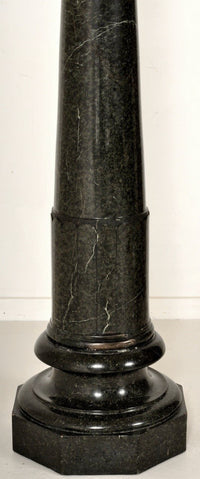 Antique Alabaster Bust on Verde Antico Column by Emilio Fiaschi (1858-1941), Circa 1890