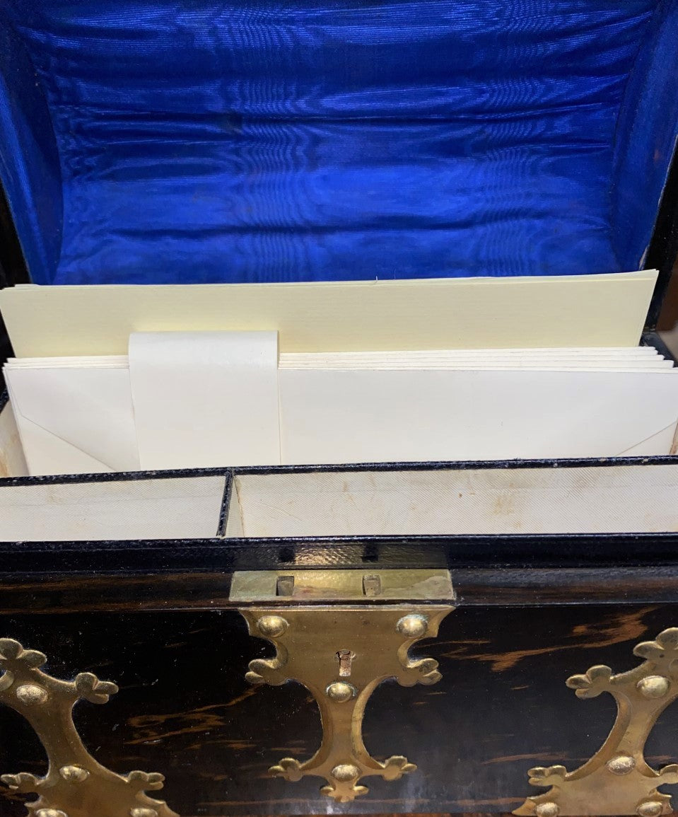 Antique Gothic Revival Coromandel Stationery Writing Box Toulmin & Gale London 1865