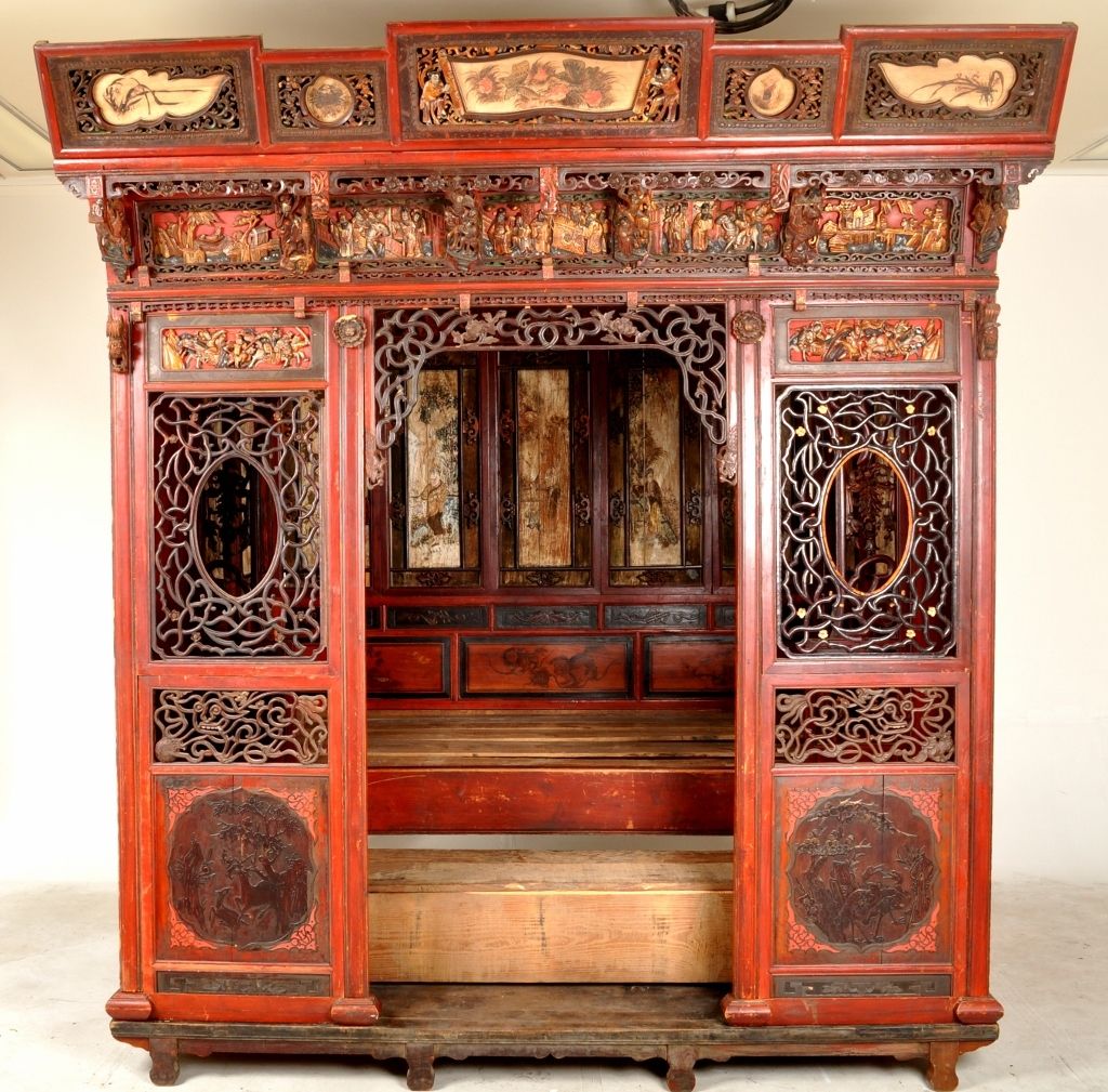 Chinese Carved Wedding Bed, Qing Dynasty, Circa 1880