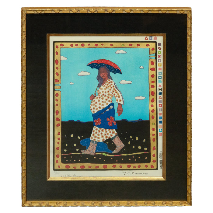 Native American Kiowa/Caddo Peoples Woodcut in Colors "New Indian Art" Pop Art