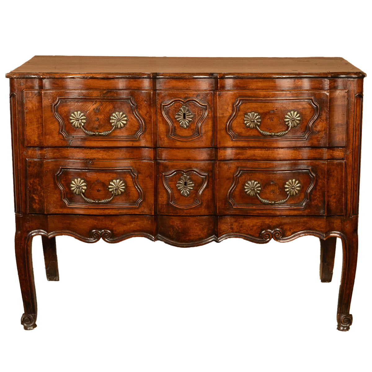 Antique 18th Century French Provincial Régence Carved Walnut Commode Chest 1760