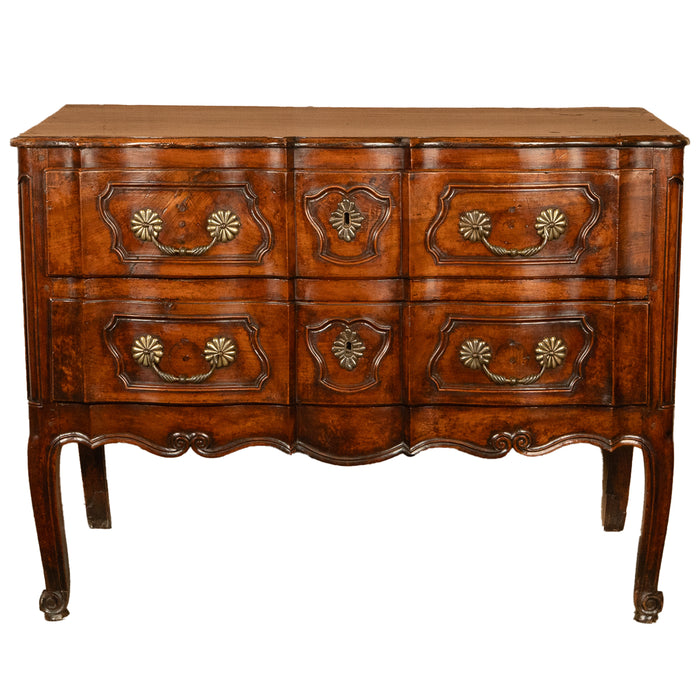 Antique 18th Century French Provincial Régence Carved Walnut Commode Chest 1760