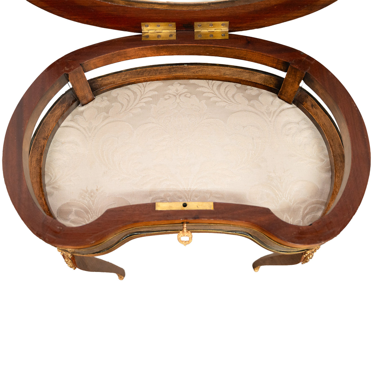 Antique 19thC French Louis XV Ormolu & Walnut Bijouterie Jewelry Table Vitrine, 1880