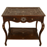 Antique Islamic Moorish Arab Mother-of-Pearl Inlaid & Carved Table Damascus 1890