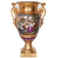 Pair Antique French Paris Porcelain Hand-painted Dog Vases by Darte Frères 1810