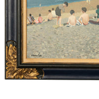 Irish Modernist Oil on Canvas Painting "Young Bathers" Children on the Beach  by Henry Robertson Craig