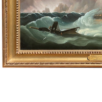 Antique Marine Naval Ships Oil Painting French Frigate After Battle of Trafalgar by Thomas Buttersworth, 1805