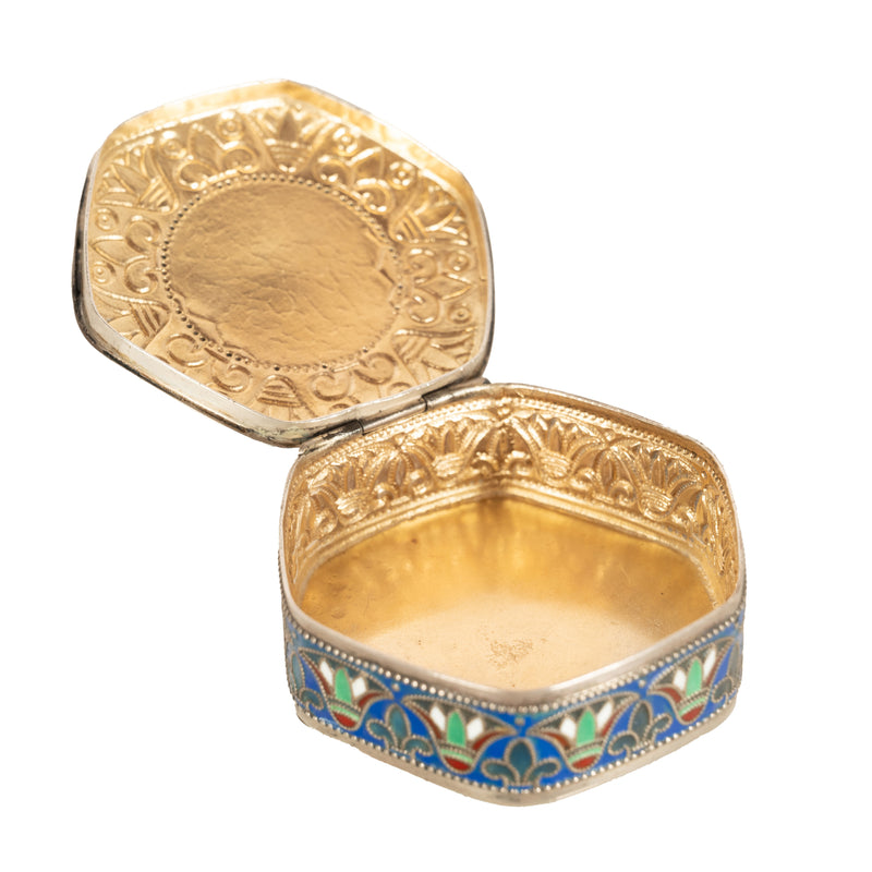 Antique Art Deco King Tut Egyptian Revival Silver Gilt Enamel Cloisonne Box 1925